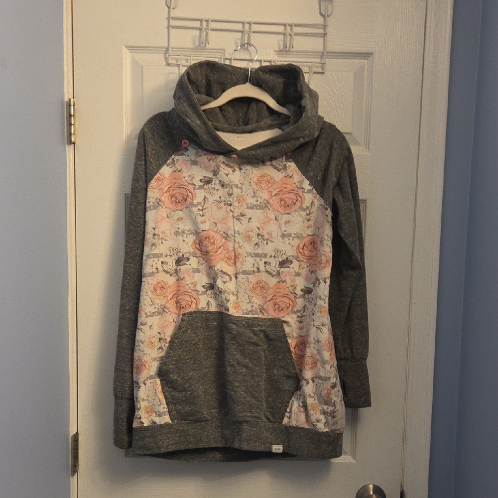 Floral and Gray Hoodie